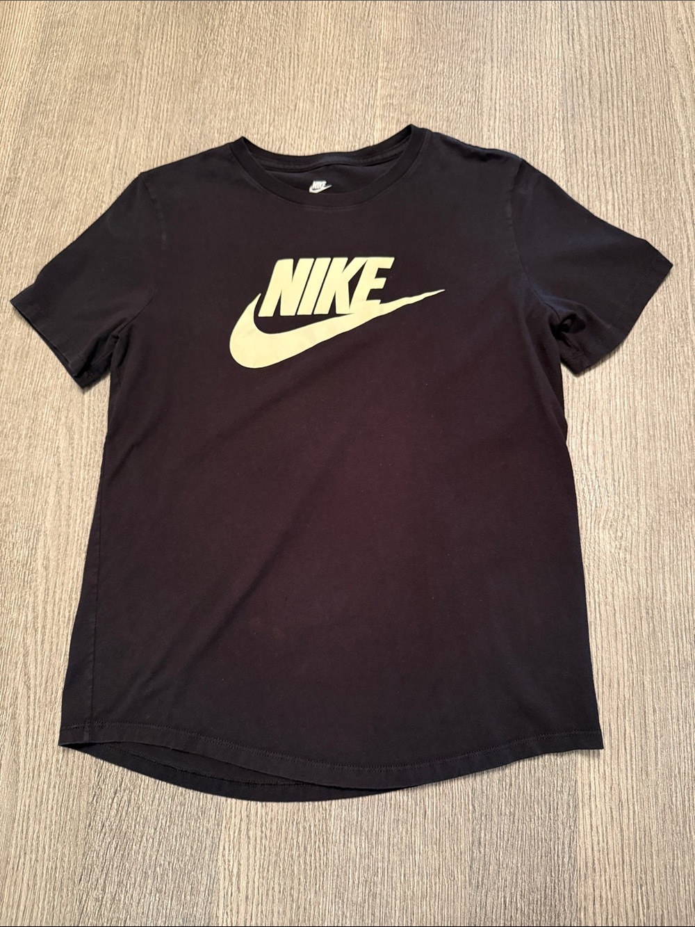 Nike Black Tee with Cream Swoosh Logo